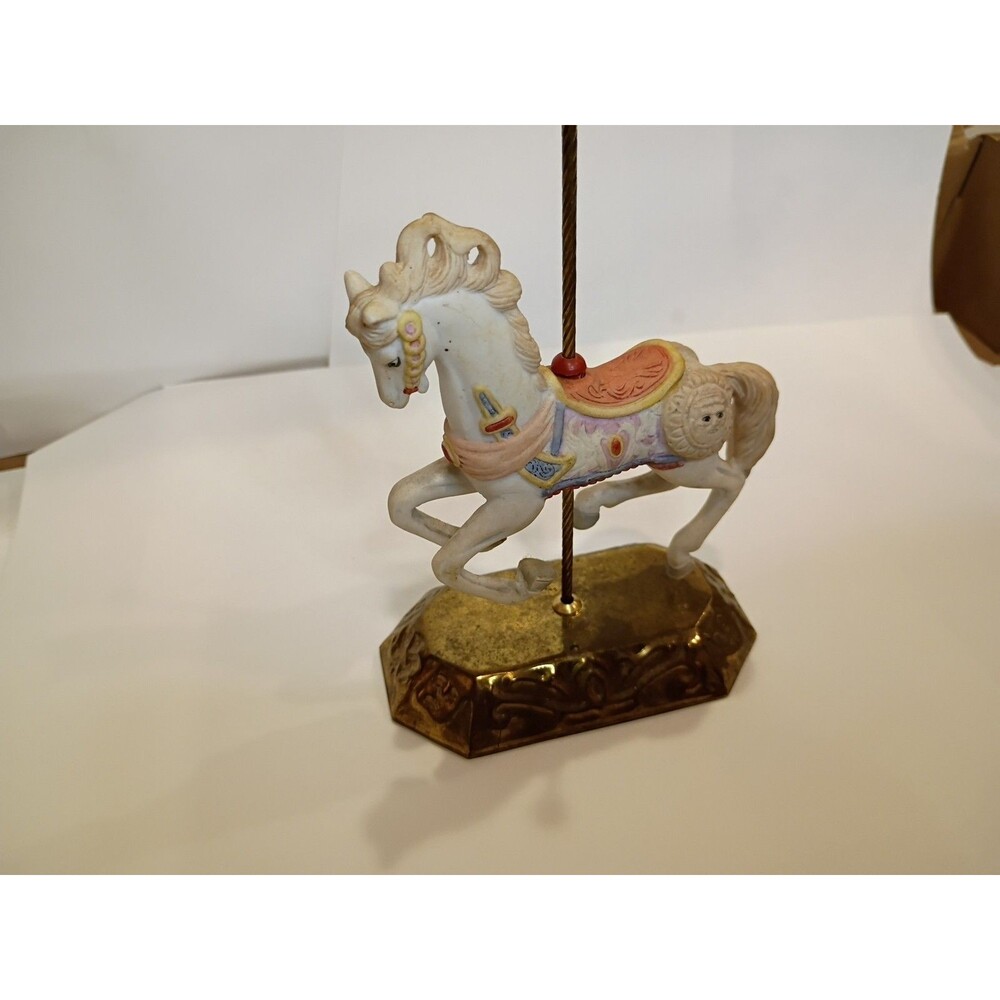 Vintage House Of Lloyd Willitts Miniature Porcelain Carousel Horse W Brass Base